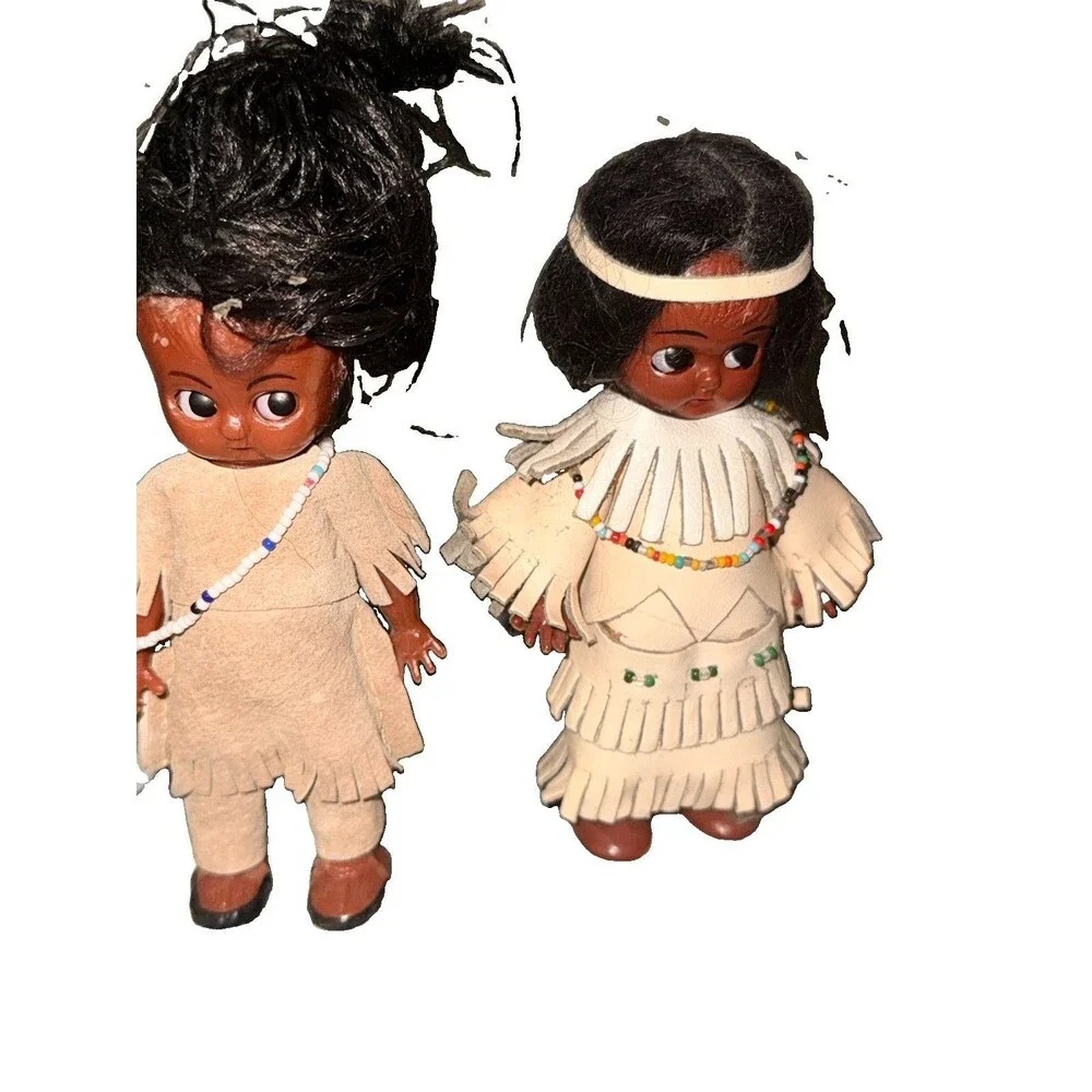 Vintage Native American Side Glancing Plastic Dolls 5